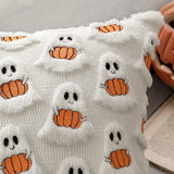 Halloween Decor for Bedroom Bed Living Room Sofa Cushion Cover White45X45CMCute Ghost Pumpkin Plush Faux Fur Pillow Covers Soft