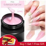 BORN PRETTY 60/30 ml Gel de extensión de uñas de gelatina dura Esmalte de uñas de gel Uñas francesas Nude Rosa Blanco Transparente Suministros de uñas Gel para extensión