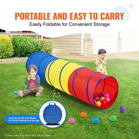 VEVOR Kids Play Tunnel Tent for Toddlers Collapsible Gift for Boy and Girl Play Tunnel Indoor and Outdoor Game Red/Yellow/Blue - Lootquake