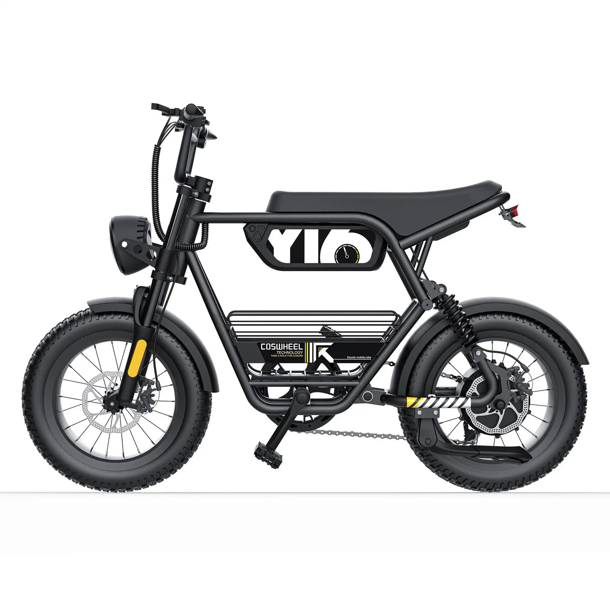 Bicicleta eléctrica para adultos Coswheel Y16, 1000 W, batería de 48 V y 15 Ah, bicicleta de montaña eléctrica de 16 pulgadas con neumáticos anchos.