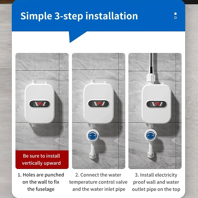 Chauffe-eau instantané 3500 W, robinet de salle de bain, prise UE, affichage numérique, pour maison de campagne, chalet, hôtel