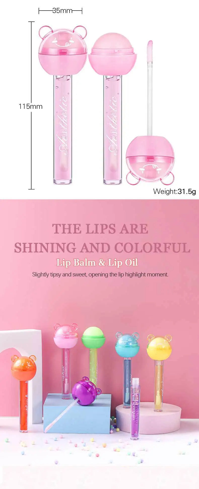 Gloss à lèvres 2 en 1 en forme de sucette, hydratant, repulpant, baume à lèvres, rouge à lèvres, huile minérale, nourrissant, soin des lèvres, maquillage, cosmétiques