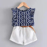 Bear Leader - Conjuntos de verano para niños de 3 a 7 años, camiseta azul con flores de gasa y pantalones informales