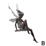 Flower Fairy Sculpture Garden Landscaping Yard Art Ornament Resin Turek Sitting Statue Outdoor Angel Figurines Craft Decoration