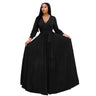 CM.YAYA Elegant Women Wraped V-neck Long Sleeve with Sashes Maxi Long Dress Chic INS Sexy Party Prom Big Swing Pink Dresses - Lootquake