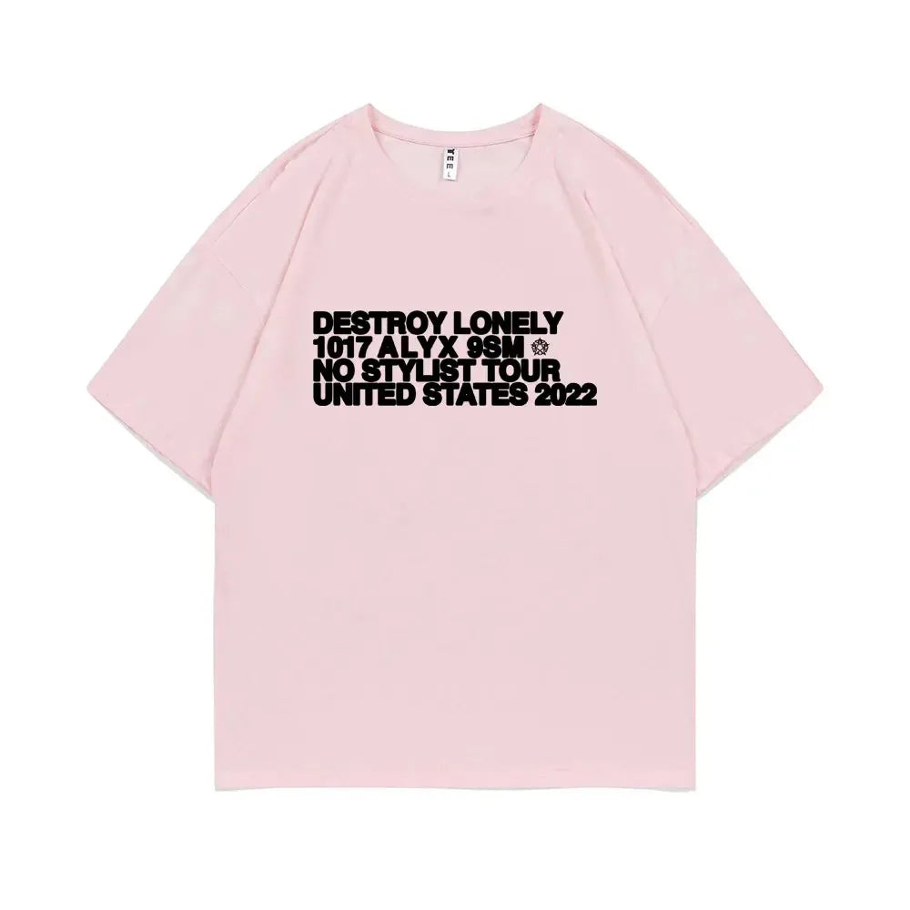 Rapper Destroy Lonely Alyx Print Tshirt Mens Oversized Cotton Short Sleeve Tees Men Hip Hop Rap Style T-shirt Man Street T Shirt - Lootquake