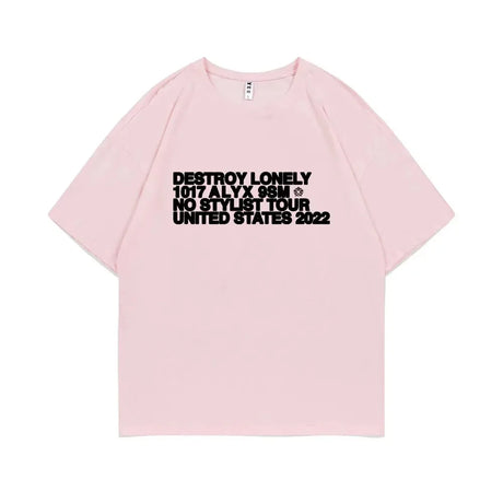 Rapper Destroy Lonely Alyx Print Tshirt Mens Oversized Cotton Short Sleeve Tees Men Hip Hop Rap Style T-shirt Man Street T Shirt - Lootquake