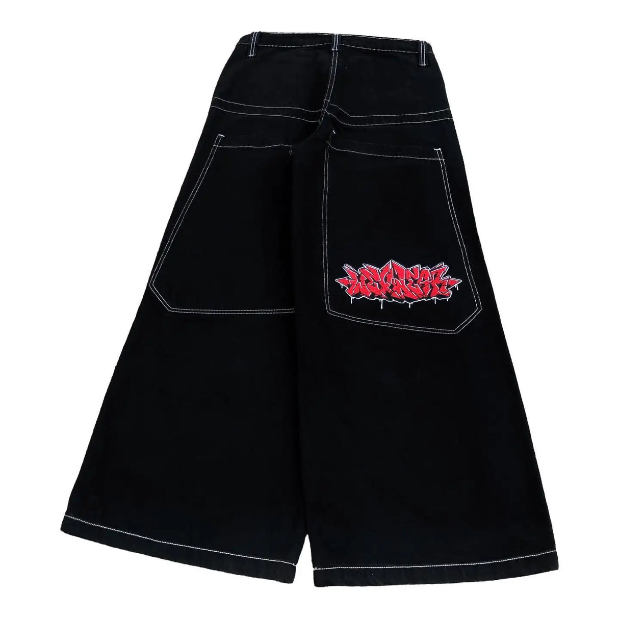 2023 New American Harajuku retro skull print straight high waist Y2K women's washed grey jeans Streetwear Gothic wide trousers - Lootquake