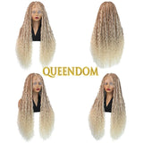 32" Ombre Blonde Boho Braids Wig | Goddess Locs & Cornrows | Full Lace | Synthetic