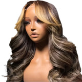 180% Density 1B/27 Ombre Highlight Body Wave Wig | 4x4 Transparent Lace Front Human Hair (Pre-Plucked)