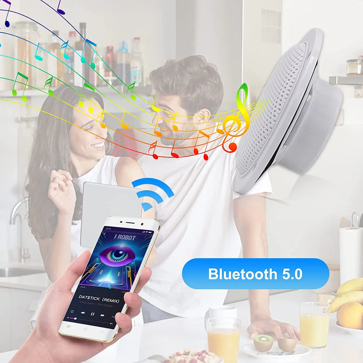 Herdio 2PCS 4 Inch Ceiling Bluetooth Speaker Kit Water Resistant 160W Marine Speakers For Bathroom Kitchen Home Outdoor Camper