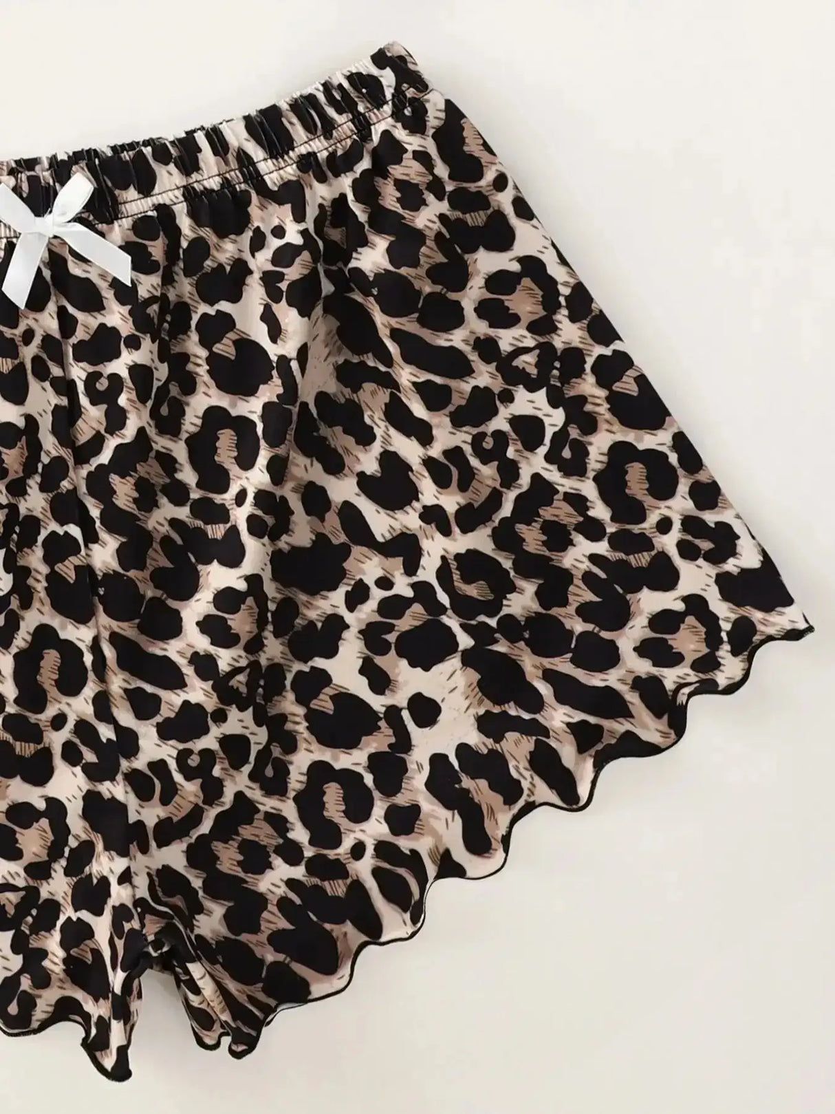 Leopard Print Sling Sleepwear Women's Pajamas Set Sexy Lingerie V-Neck Sleeveless Top and Shorts Sets Pyjamas Homewear - Lootquake