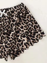 Leopard Print Sling Sleepwear Women's Pajamas Set Sexy Lingerie V-Neck Sleeveless Top and Shorts Sets Pyjamas Homewear - Lootquake
