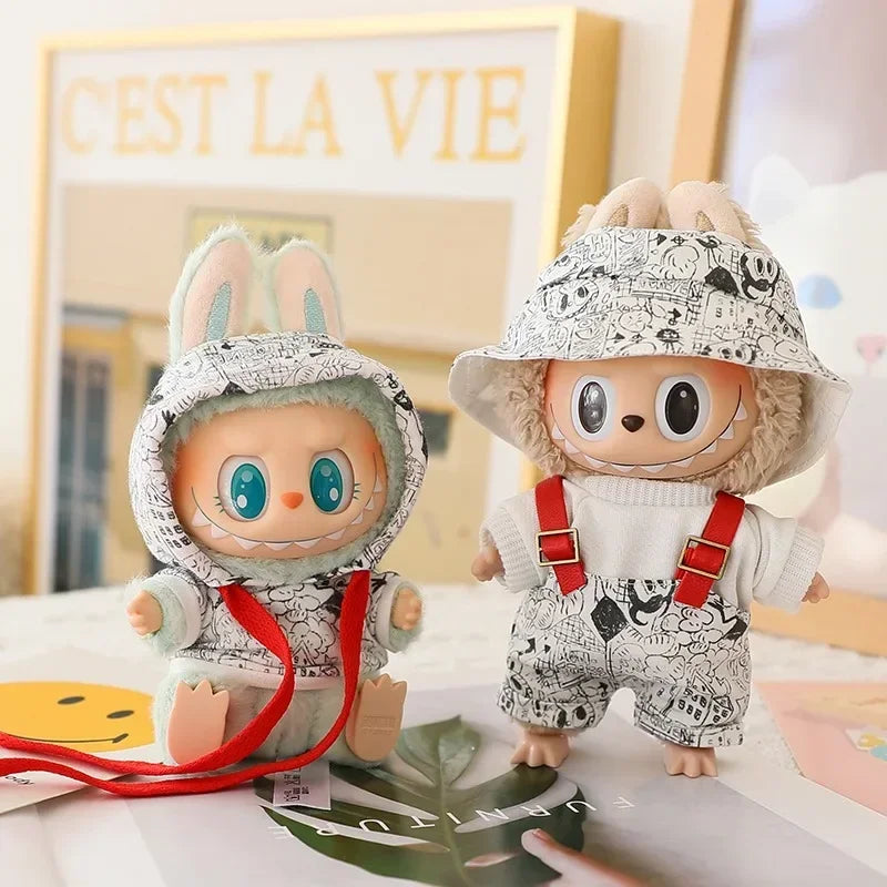 Labubu V1 V2 génération poupée imprimé sweat à capuche décontracté marque de mode cardigan chapeau de pêcheur vêtements de travail cadeau d'anniversaire