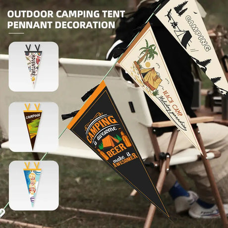 Outdoor Camping Tent Pennant Flags Picnic Canopy Atmosphere Decorations Camp Hanging Flags Holiday Scene Felt Bunting - Lootquake