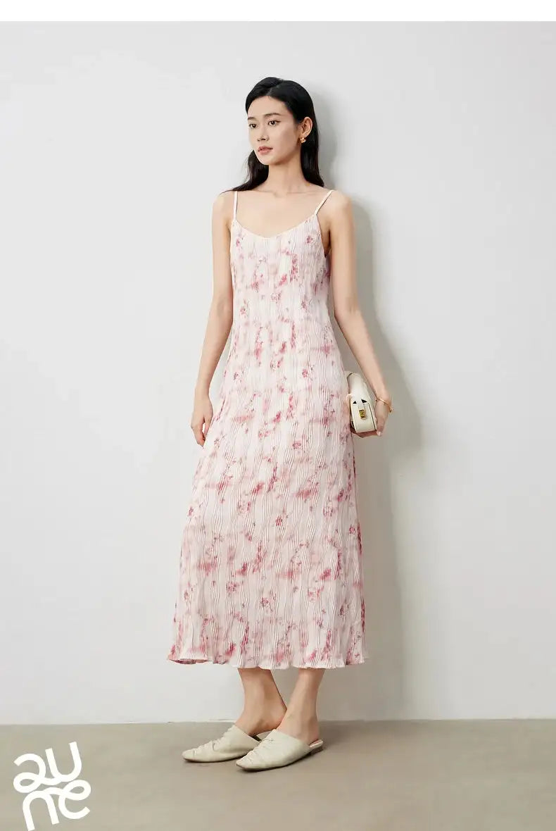 TOYOUTH Women Suspenders Dress 2024 Summer New Bohemian Oil Painting Printed Holiday Beach Sexy Straight Long Dress - Lootquake