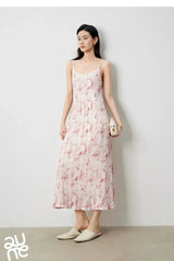 TOYOUTH Women Suspenders Dress 2024 Summer New Bohemian Oil Painting Printed Holiday Beach Sexy Straight Long Dress - Lootquake