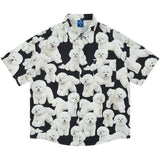 Dogs Graphic Shirts Mens Summer Casual Shirts Loose Short Sleeve Button Up Blouse Streetwear Harajuku Hip Hop Shirts for Male - Lootquake