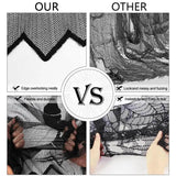 Halloween Window Decorations Halloween Door Curtain Skeleton & Bat Black Lace Panel for Haunted House Decor