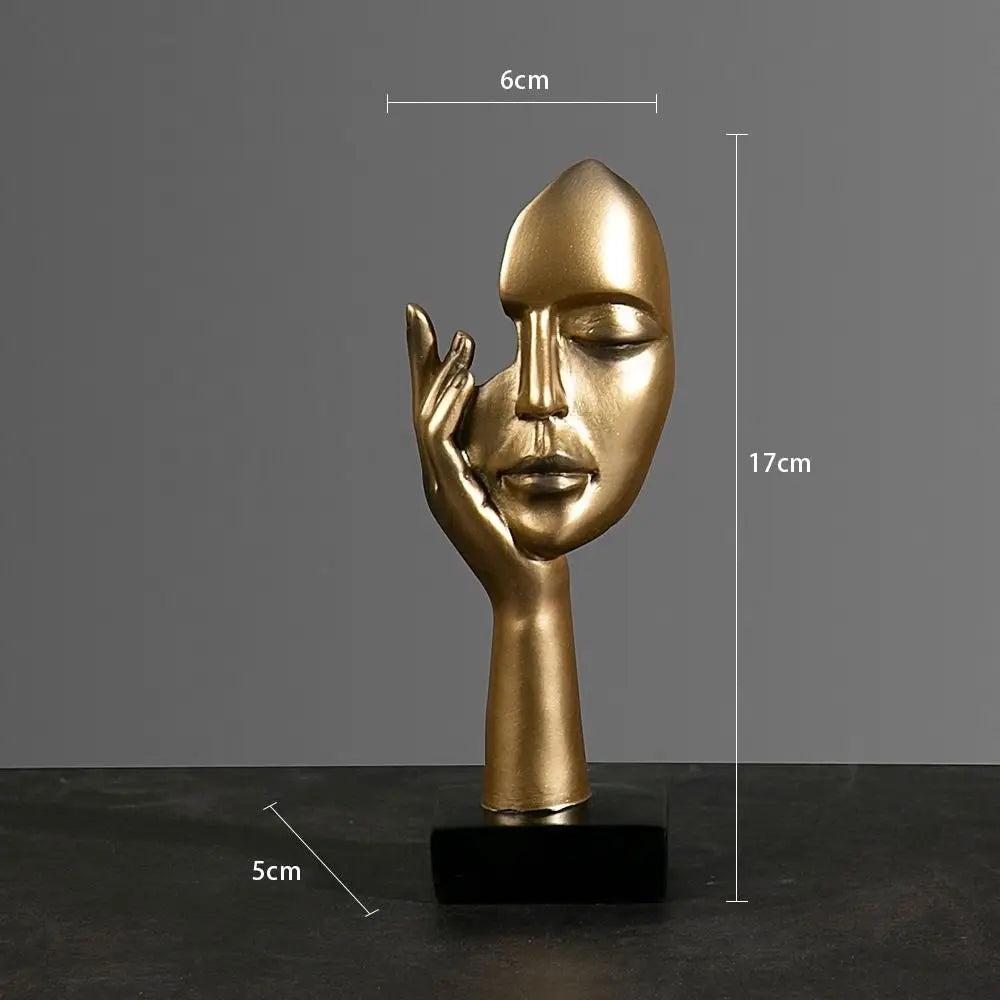 Estatua abstracta de resina, adornos de escritorio, esculturas, figuras, rostro, personaje nórdico, luz, arte de lujo, artesanías, decoración de oficina y hogar.