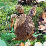 Sea Turtle Shaped Resin Statue,Wooden Hand Carved Turtle Tortoise Statue,Seaside Tropical Sea Turtle Decor for Bathroom Decor