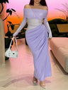 BOOFEENAA Vestido largo negro de malla transparente con patchwork, otoño 2024, sexy, elegante, con hombros descubiertos, manga larga, cortes, C66-EZ33
