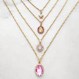 Multi-layer Pink Heart Crystal Pendant Necklaces - Lootquake