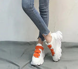 Velcro Platform Sneakers, Dad Shoes, White Casual Shoes - Lootquake