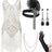 SWEETV 1920s Dresses For WomenFlapper Dresses 1920s Great Gatsby Dresses for Women Roaring 20s Costumes With 20s Accessories Set For Harlem Nights Fringe Flapper CostumesSmallWhite - Lootquake