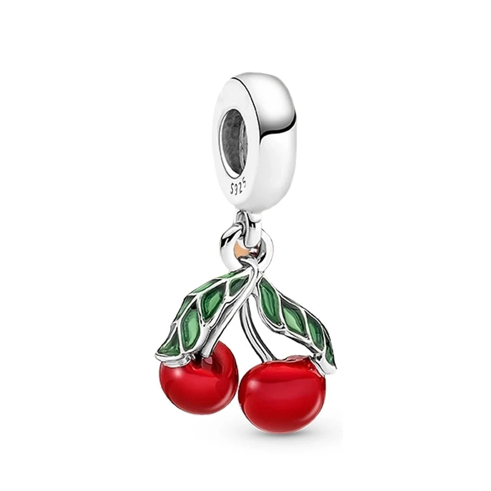 Dije de plata de ley 925 con forma de café, vino tinto, cafetera, copa de champán, compatible con pulseras colgantes originales, joyería DIY para mujer.