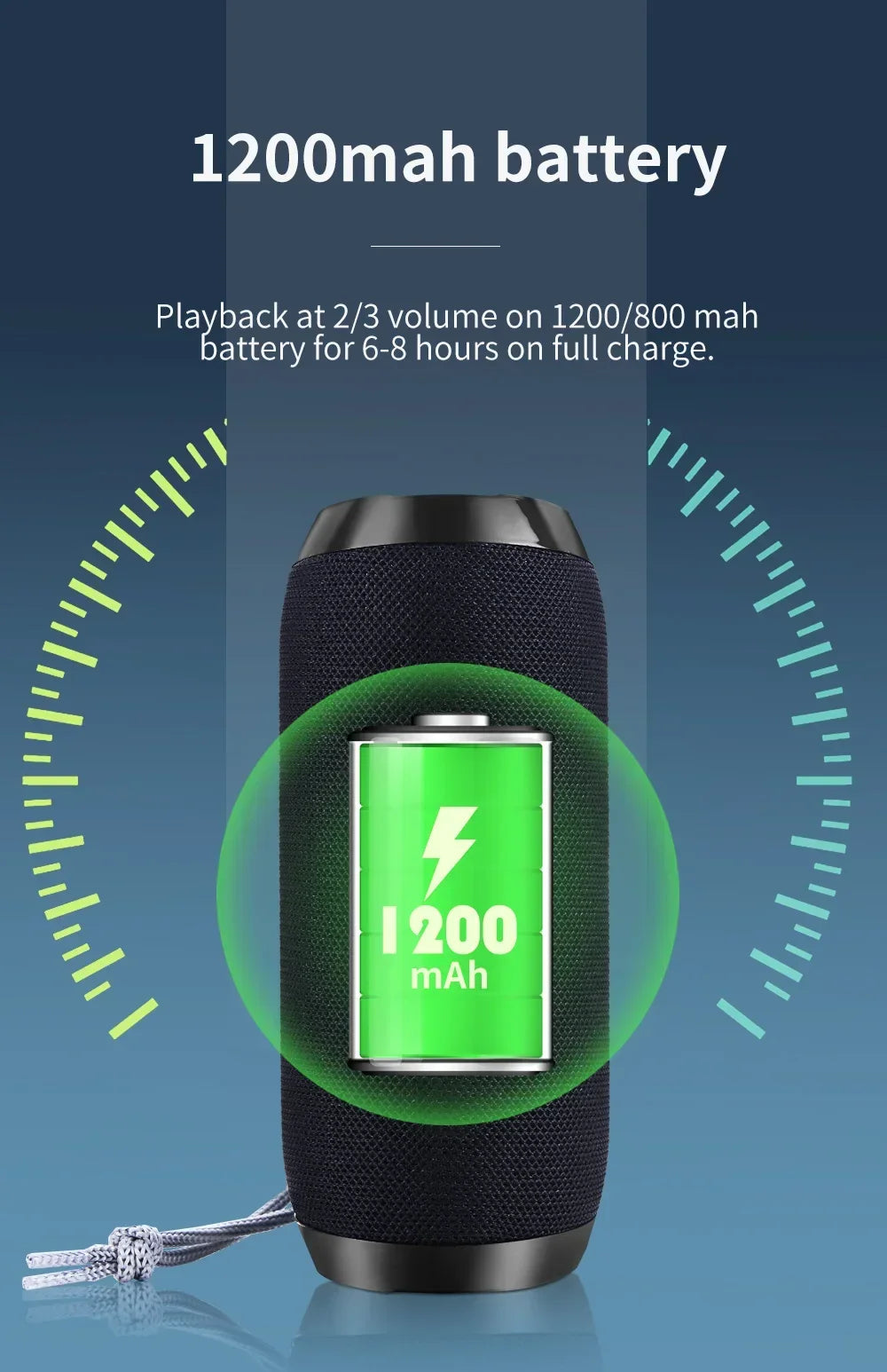 Enceinte Bluetooth TG117, enceinte portable sans fil, caisson de basses stéréo étanche pour l'extérieur, compatible avec radio TF