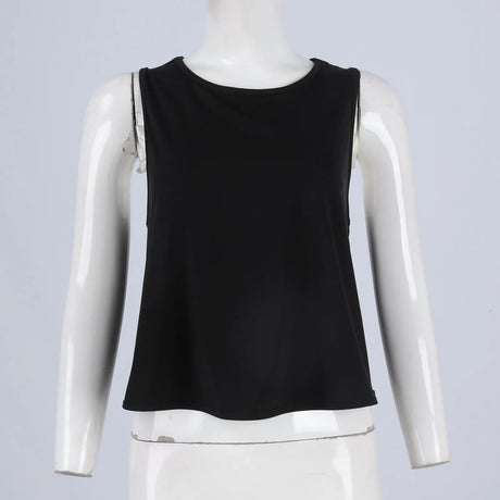 Women'S Solid Color Top Women'S Sports Suspender Top Women'S Fashion Hollow Back Sports Running Fitness Casual Hundred Yoga Top - Lootquake