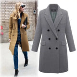 Autumn Winter Women's Woolen Jacket Long Windbreaker Double Breasted Slim Fit Coat - Lootquake