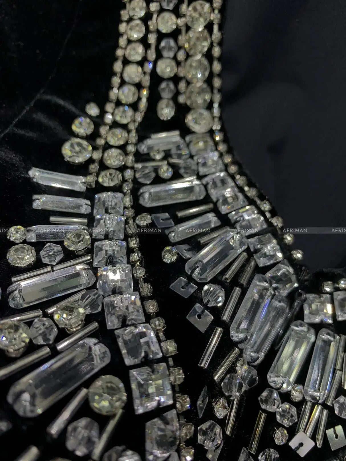 Women Heavy Rhinestone Bead Sexy Backless High Neck Waist Bag Hip Slimming Velvet Long Dress - Lootquake