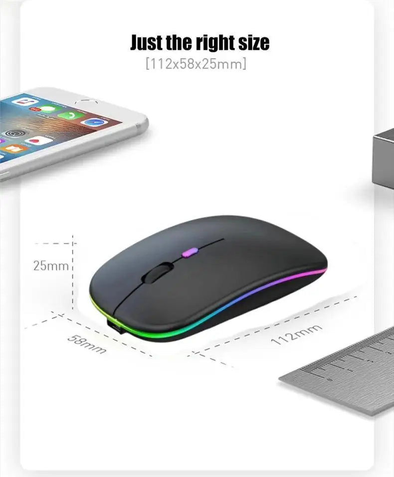 Souris de jeu sans fil, rétroéclairée, compatible USB, rechargeable, RVB, silencieuse, ergonomique, pour ordinateur portable et PC