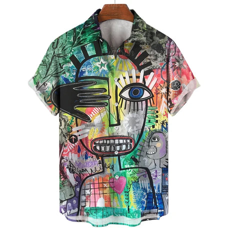 Hawaiian Three-Dimensional Eye Fashion Shirts For Men 3d Print Casual Short Sleeved Summer Tops Funny Clothes For Man Clothing - Lootquake