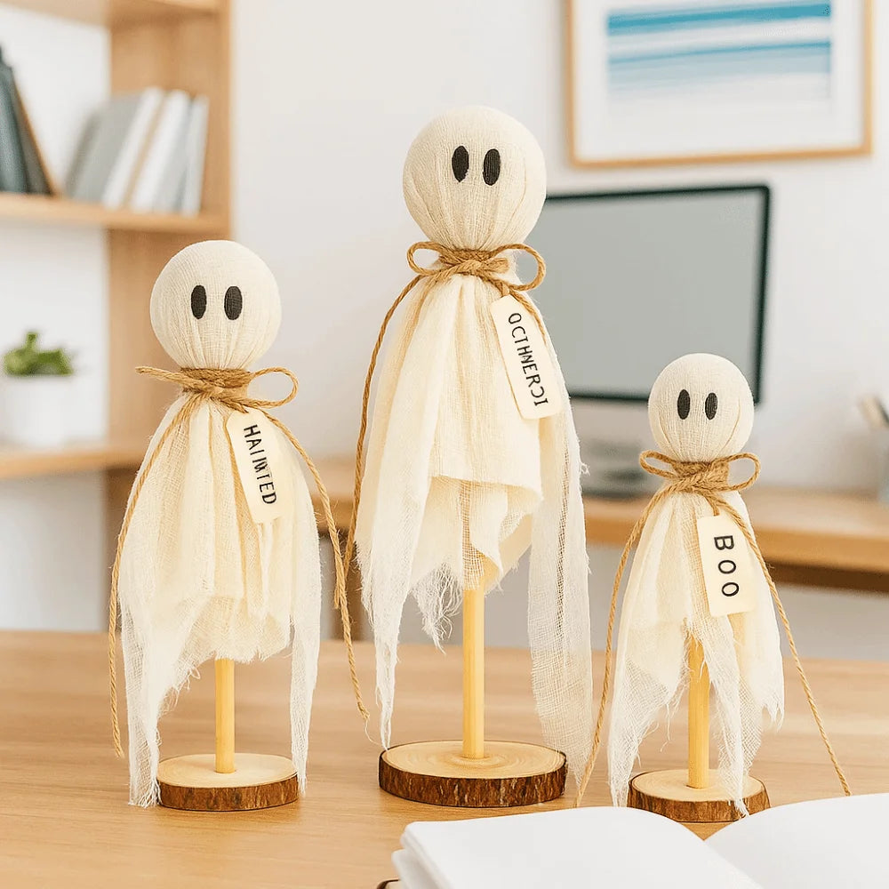 Wooden Crafts Ghost Wooden Stand Spooky Design Unique Ornaments Spooky Wooden Decor Halloween Handmade Decor