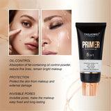 Prebase de maquillaje en gel transparente resistente al agua - Base mate de cobertura total con retención de color, extracto natural de aguacate y rosa