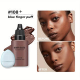 2024 New Foundation +Puff set Liquid Matte Full Coverage Foundation Waterproof Matte Natural Foundation With Blue Thumb Puff