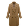 Chaqueta de lana de otoño-invierno para mujer, abrigo largo cortavientos cruzado y ajustado.