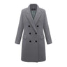 Chaqueta de lana de otoño-invierno para mujer, abrigo largo cortavientos cruzado y ajustado.