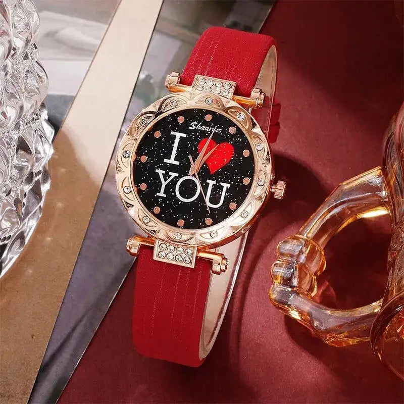 5pcs Set Women Watches Luxury Female Clock Quartz Wristwatch Love Dial Fashion Ladies Wrist Watch Reloj Mujer Relogio Feminino - Lootquake