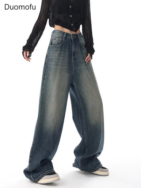 Duomofu Autumn Vintage Chicly Slim Button Female High Waisted Jeans American Basic Simple Casual Fashion S-XL Baggy Jeans Women - Lootquake