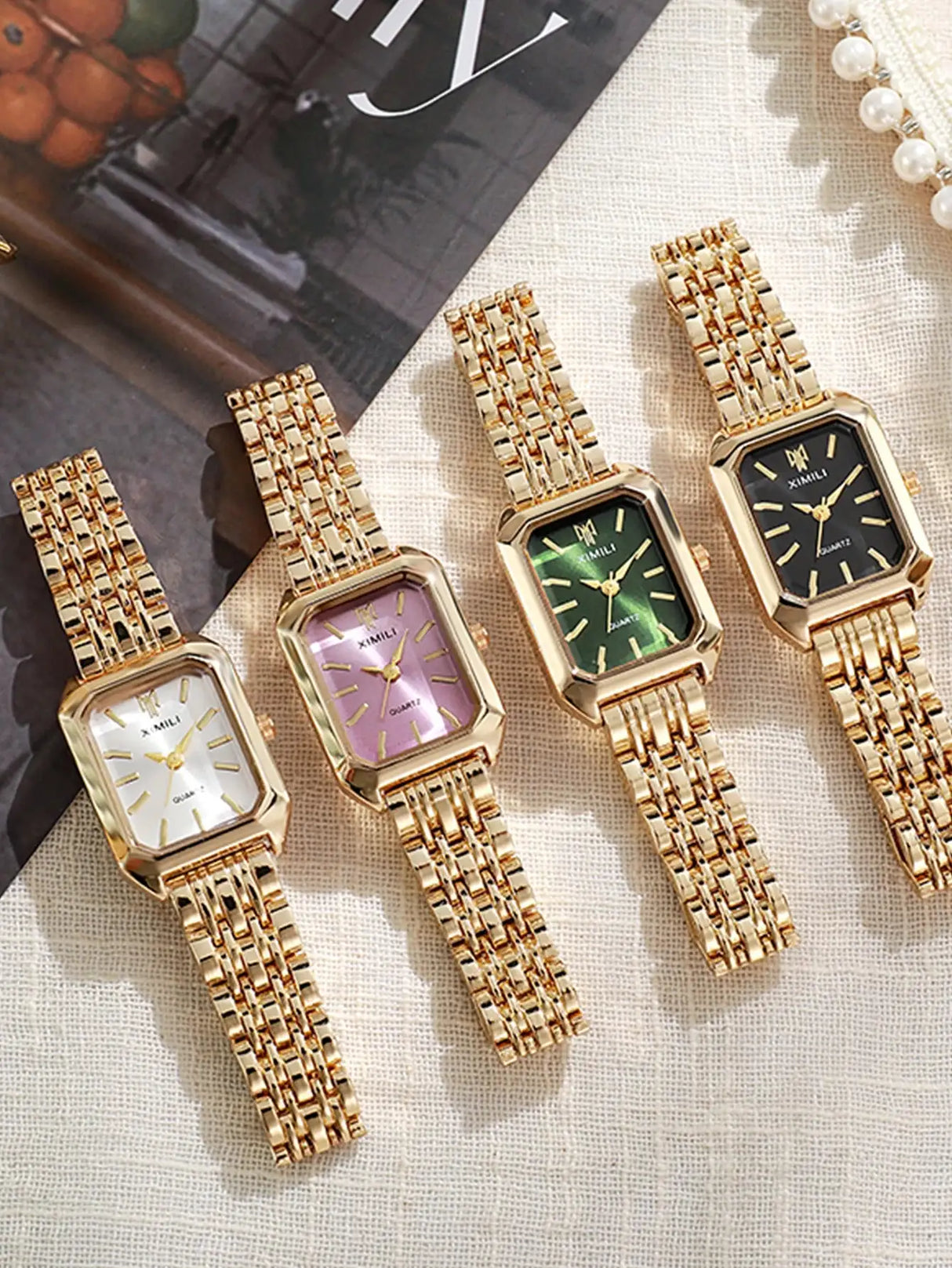 Small niche luxury fashion retro high-end gold steel strip small square watch with temperament women'squartz watch (without box） - Lootquake