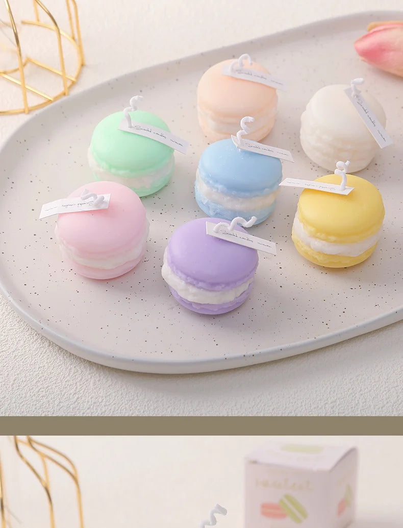 Velas de aromaterapia con diseño creativo de macarrones (2025), colección de fragancias para el hogar, adornos decorativos, regalos de Navidad y cumpleaños.