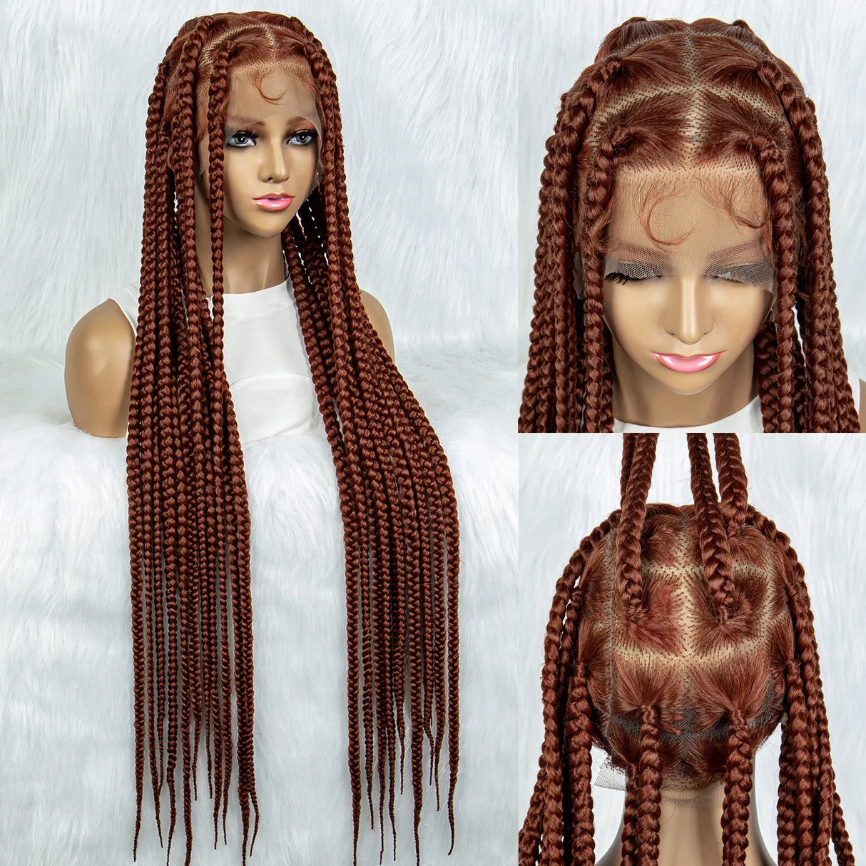 36" Ginger Cornrow & Jumbo Box Braids Wig | Full Lace | #350 Color | Knotless | KIMA Wigs
