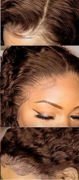 30" Curly Burgundy & Chocolate Brown 13x6 HD Lace Frontal Wig | 99J Colored Human Hair Wig for Women | Deep Wave