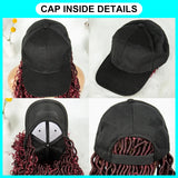 20" Burgundy Boho Locs Baseball Cap Wig | Adjustable Hat Wig | Synthetic Braids | Black Women