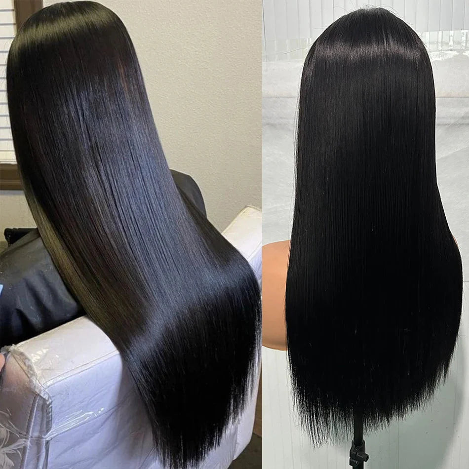 100% Unprocessed | Remy Human Hair | Bone Silky Straight | Indian Hair Closure Wig | Wear And Go | Glueless