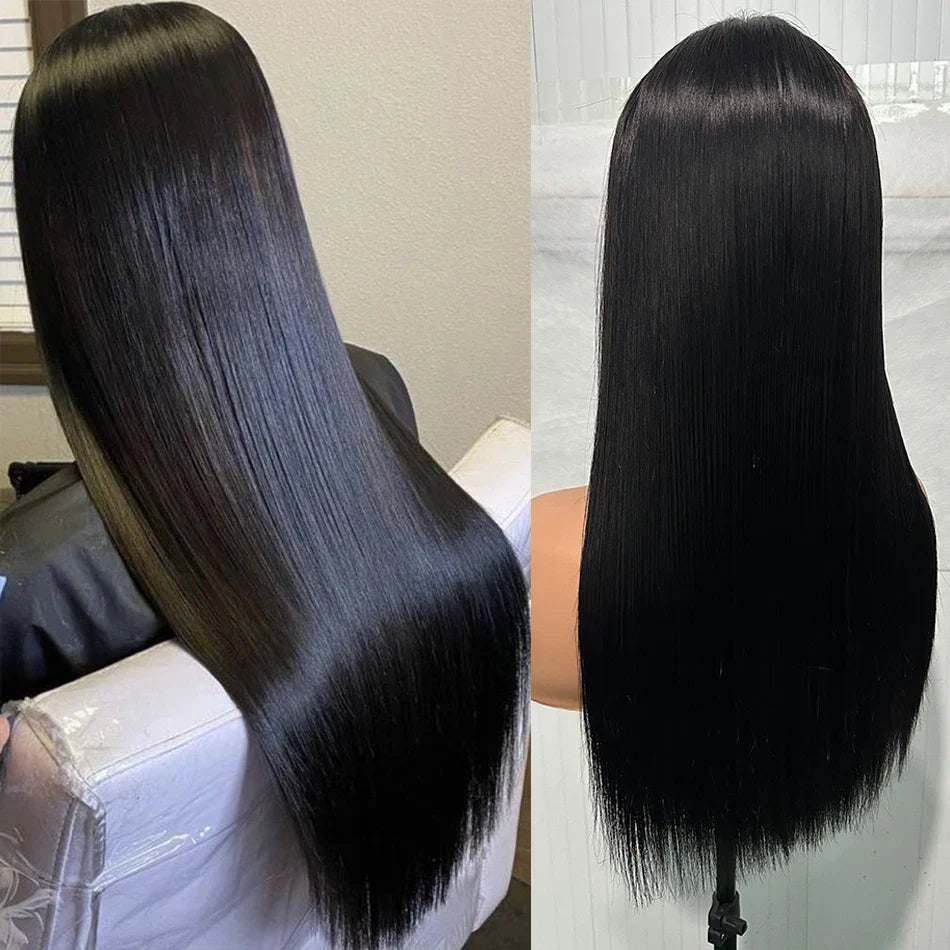300% Density Bone Silky Straight Human Hair Wig | Double Drawn HD Transparent Lace Closure Glueless Wig (Wear & Go)